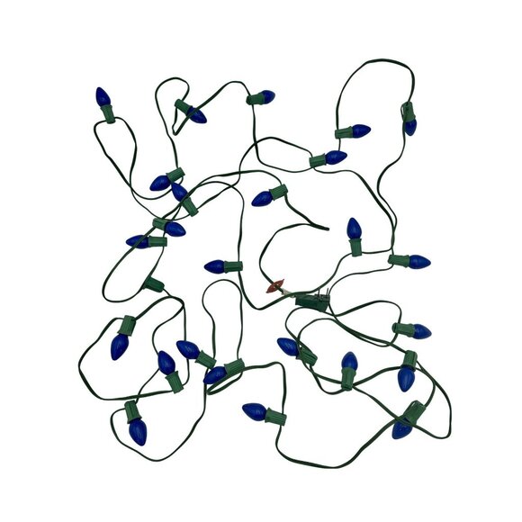 Christmas String Lights Light Blue Transparent 25 Bulbs Indoor Outdoor Use Vtg - Picture 3 of 3